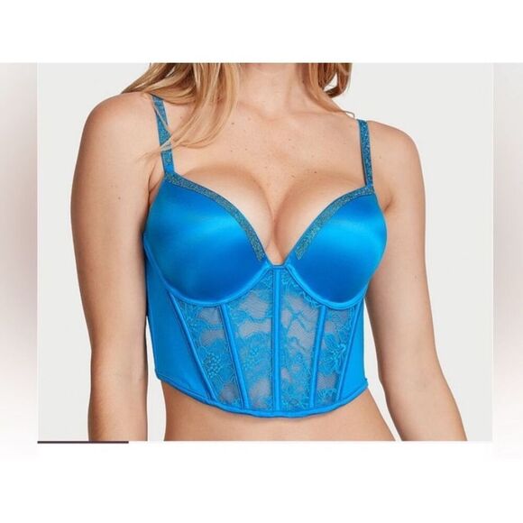 Victoria’s Secret corset push-up bra blue size 34B - Picture 1 of 6